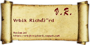 Vrbik Richárd névjegykártya